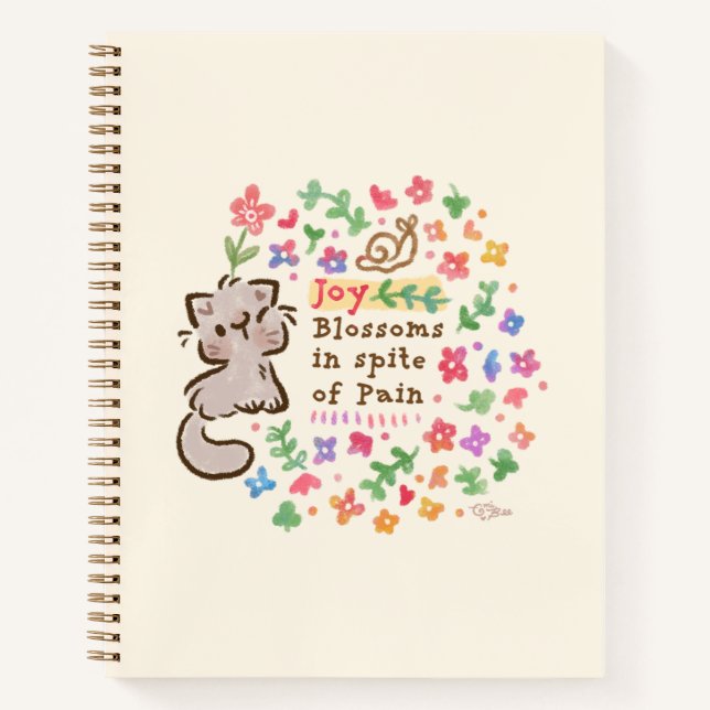Carnet Joie Fleurit Malgré la Douleur - Pebble le Chatons (Devant)