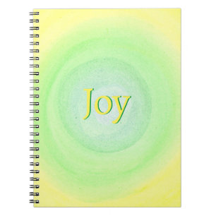 Carnet Joie, jaune et vert lettres jaune mélange vert jau