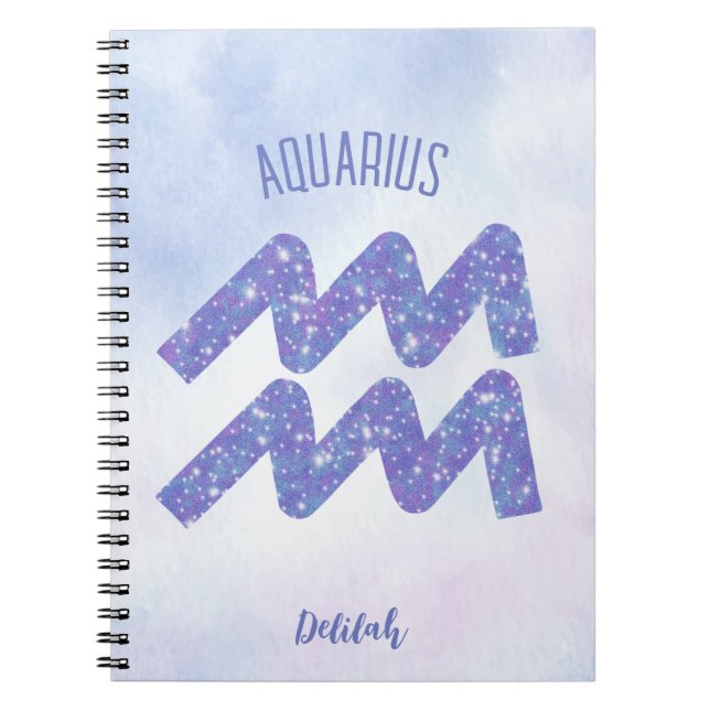 Carnet Joli Aquarius Astrologie Signal Personnalisé Viole (Devant)