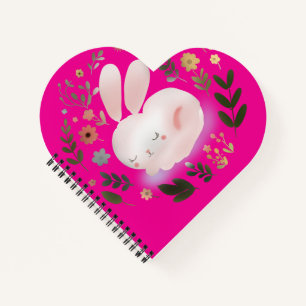 Carnet Joli Art de nurserie de couronne florale de lapin 