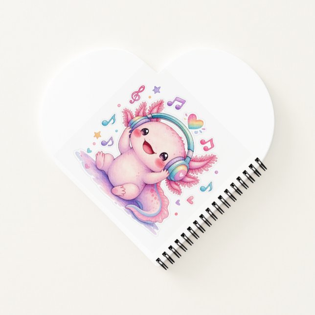 Carnet Joli Axolotl Kawaii avec Monogramme (Dos)
