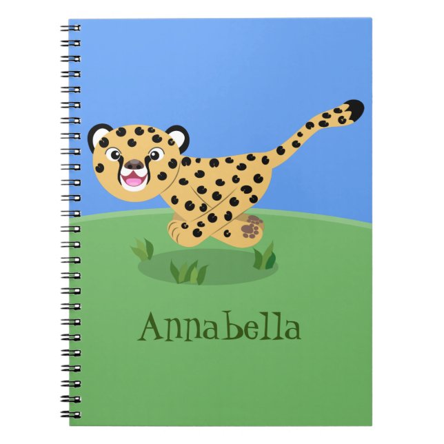 Carnet Joli bébé guépard en cours de dessin animé illustr (Devant)