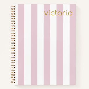 Carnet Joli bébé rose rayures verticales personnalisé