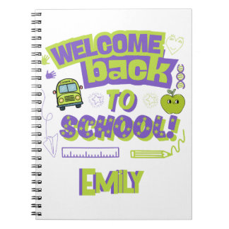 Carnet Joli Bienvenue à l'école Violet Vert