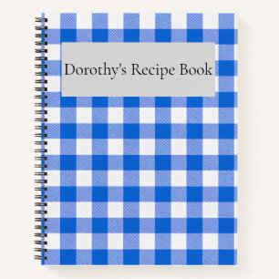 Carnet Joli bleu En vichy Design Pesonalized Recette