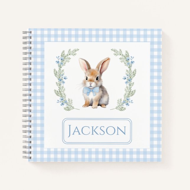 Carnet Joli bleu lapin anniversaire bébé garçon cadeau ca (Devant)