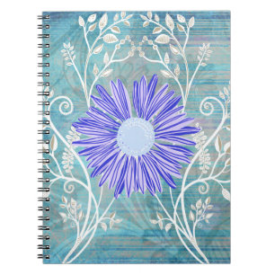Carnet Joli Blue Daisy Flower Cadfts Motif