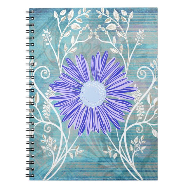 Carnet Joli Blue Daisy Flower Cadfts Motif (Devant)