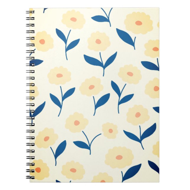 Carnet Joli Boho Chic Fleurs Jaunes Motif (Devant)