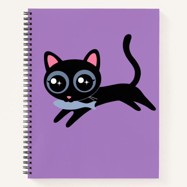 Carnet Joli Chat Chaton avec Poisson Cadeau pour Filles (Devant)