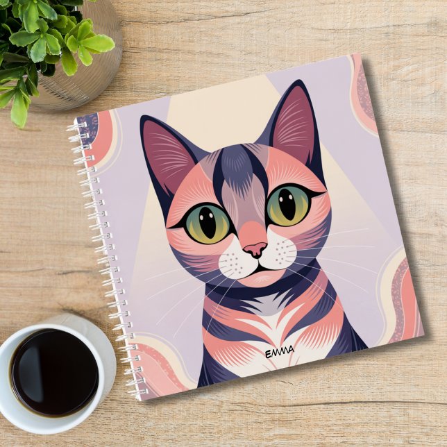 Carnet Joli Chat Coloré, Amusant Chic, Personnalisé (Créateur téléchargé)