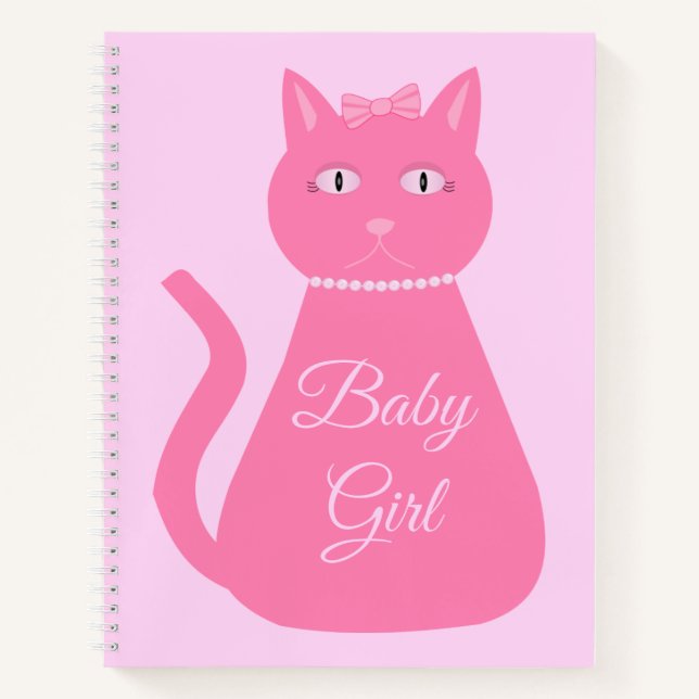 Carnet Joli chat fille rose sur mesure (Devant)