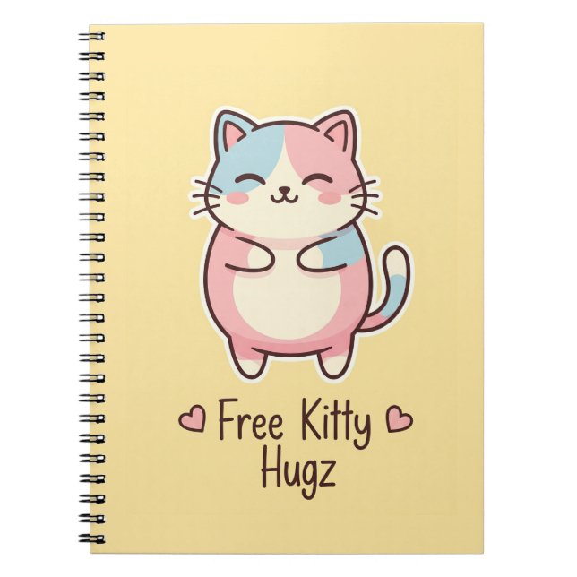 Carnet Joli chat Kawaii "Câlins de chiots gratuits" Pas p (Devant)