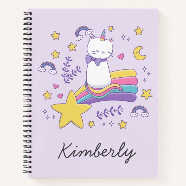 Carnet Joli Chat Licorne  (Devant)