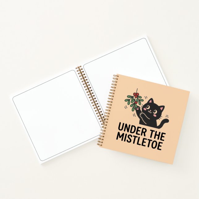Carnet Joli Chat Noir Sous Le Gui Planificateur De Noël (Intérieur)