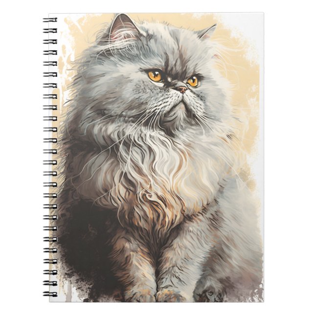 CARNET JOLI CHAT PERSAN GRIS FLUFFY (Devant)