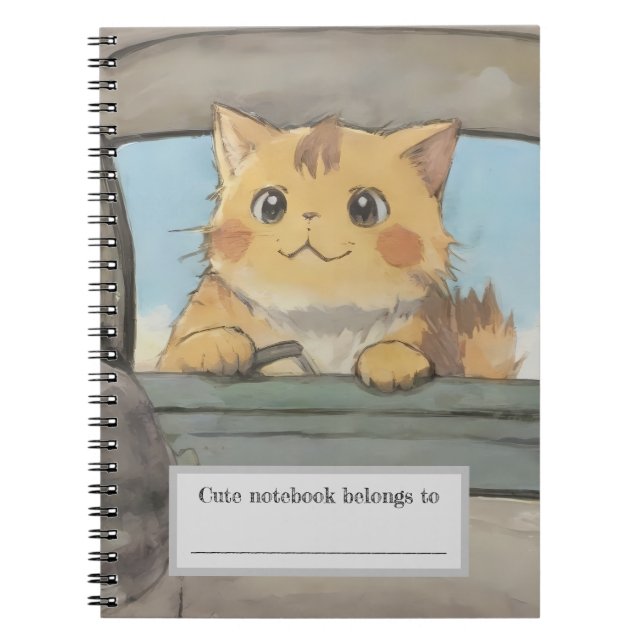 Carnet Joli Chat Roux en Spirale (Devant)