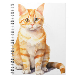 CARNET JOLI CHAT TABBY ORANGE A L'AQUARELLE