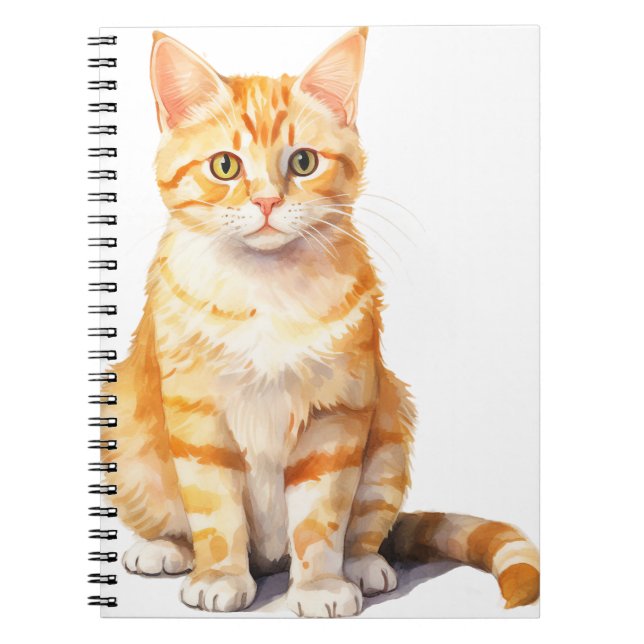 CARNET JOLI CHAT TABBY ORANGE A L'AQUARELLE (Devant)