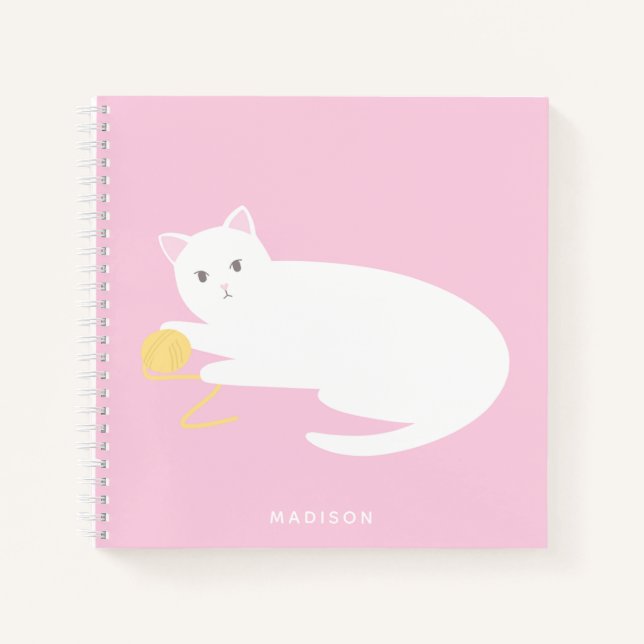 Carnet Joli Chat Vilain avec Fil Rose (Devant)