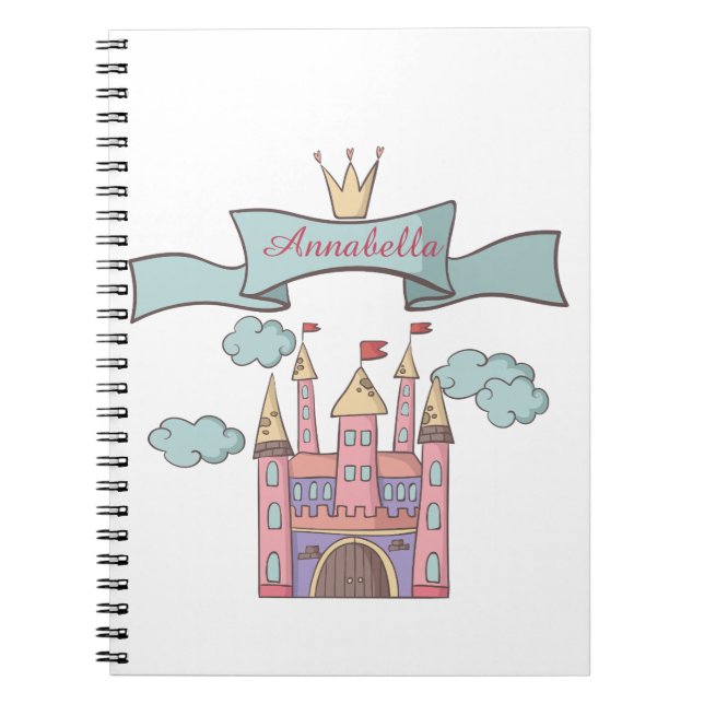 Carnet Joli Château de Princesse de Conte de Fées Rose No (Devant)