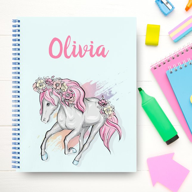 Carnet Joli cheval avec des fleurs pour filles rentrant à (Créateur téléchargé)