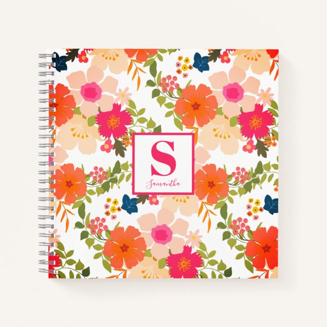 Carnet Joli Chic Monogramme Floral  (Devant)