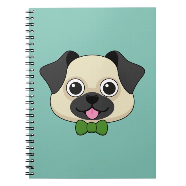 Carnet Joli chien Carlin avec Papillon (Devant)