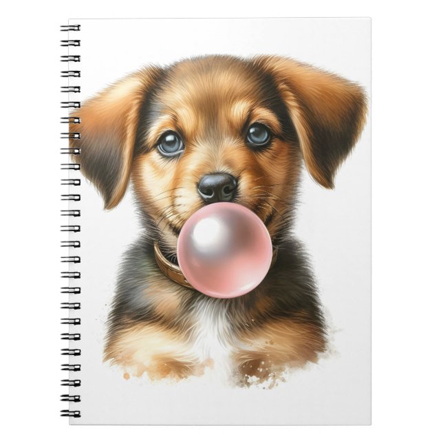 Carnet Joli Chien Chien Chien Brown soufflant Bubble Gum  (Devant)