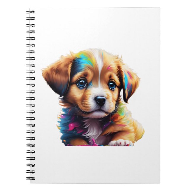 Carnet Joli chiot aux couleurs liquides (Devant)