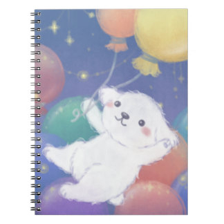 Carnet Joli chiot avec ballons et étoiles