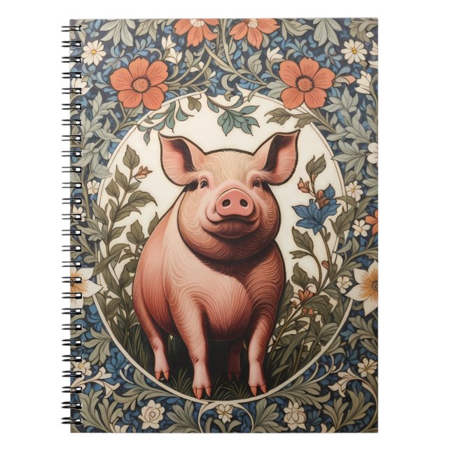 Carnet Joli Cochon Inspiré de William Morris (Devant)