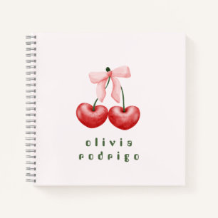 Carnet Joli cœur de cerise rouge et rose avec un nœud