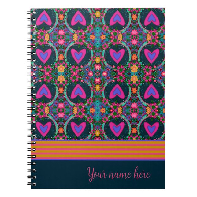 Carnet Joli Coeur Floral Nom Personnalisé Inspirivité (Devant)