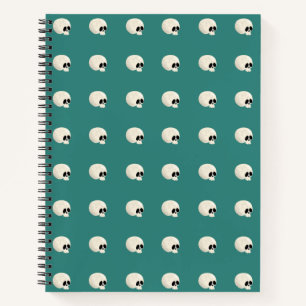 Carnet Joli crâne kawaii Halloween à pois vert moyen