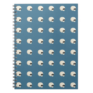 Carnet Joli crâne kawaii Halloween pois bleu pâle