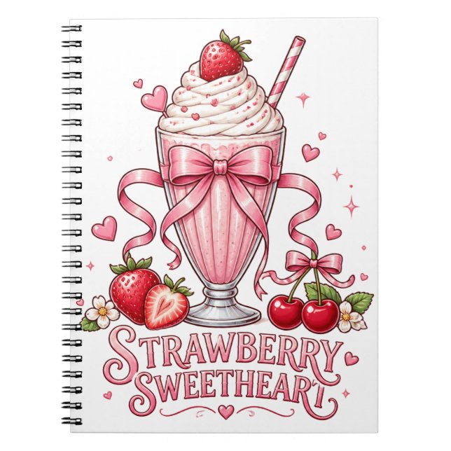 Carnet Joli dessert de milkshake rose à la fraise (Devant)