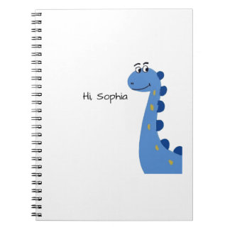 Carnet Joli Dinosaure Bleu - Nom personnalisé Sophia