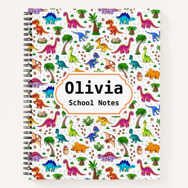 Carnet Joli Dinosaure Rentree Scolaire (Devant)