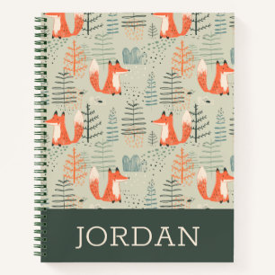 Carnet Joli Doodle Fox Forest Motif de bois
