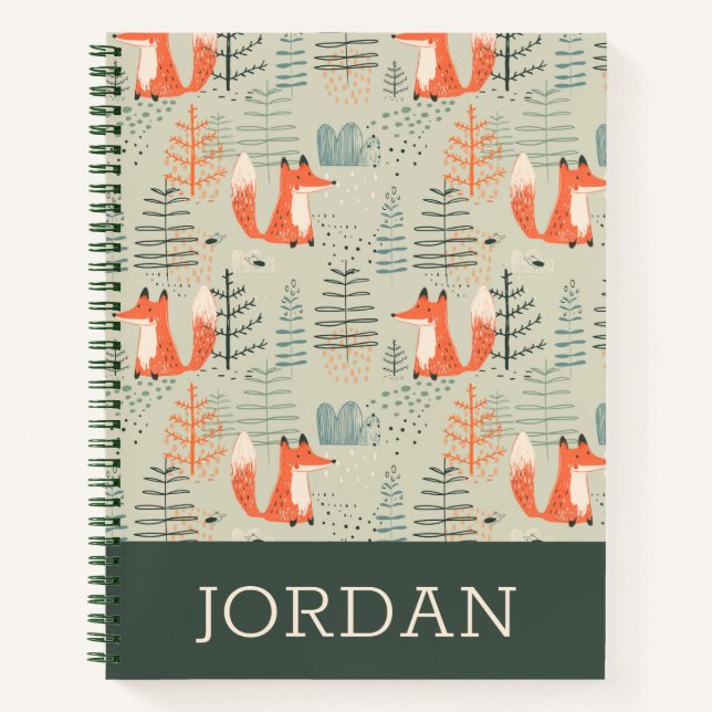 Carnet Joli Doodle Fox Forest Motif de bois (Devant)