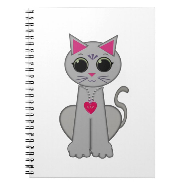 Carnet Joli drôle heureux chat gris (Devant)