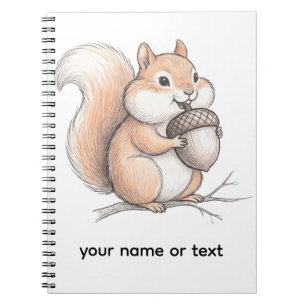Carnet Joli Écureuil au Crayon avec Café Dessiné à la Mai