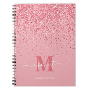 Carnet Joli en rose Parties scintillant Glam Nom monogram