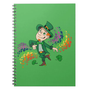 Carnet Joli et souriant dancing leprechaun, un arc-en-cie