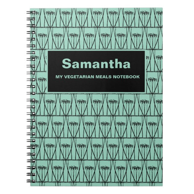 Carnet Joli et vert, Silhouette Cocotiers Motif (Devant)