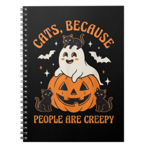 Carnet Joli Fantôme avec Chats Noirs et Citrouille Hallow