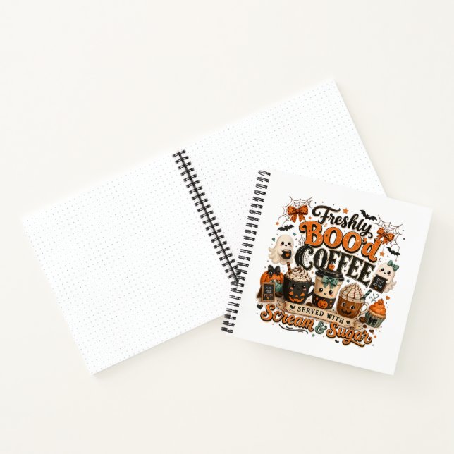 Carnet Joli Fantôme Ensorcelant Amateur de Café Halloween (Intérieur)