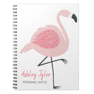 Carnet Joli Flamant rose rose girly mignon personnalisé