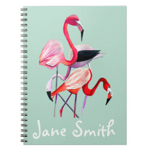 Carnet Joli flamant rose sur bleu